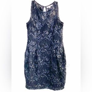 Formal Black Sleeveless Dress Ribbon Lace Luxe by Carmen Marc Valvo